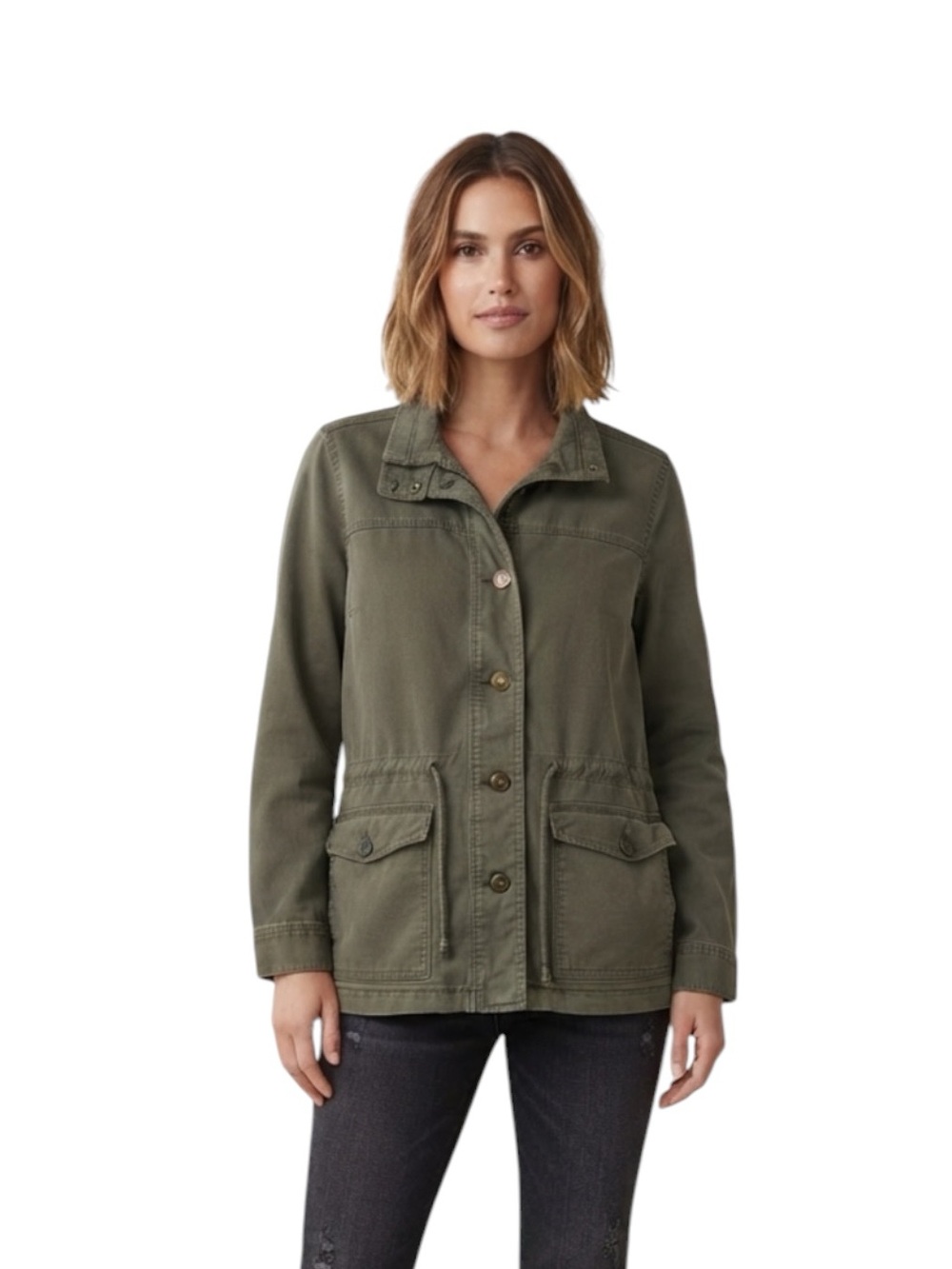 Lucky Brand Olive Green Utility Jacket with Front Pockets